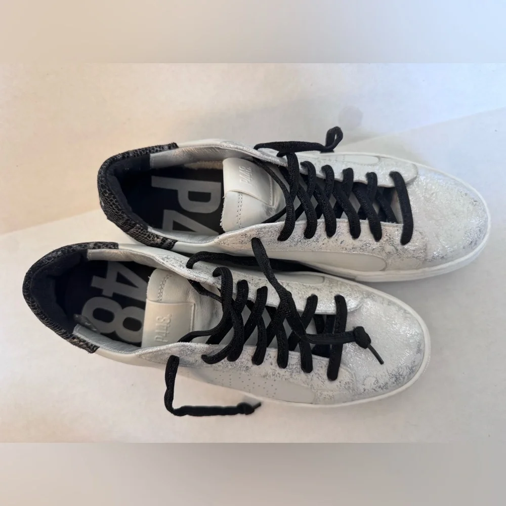 P448 Jack Women’s EU 41 White Silver Leather Low Top Sneakers